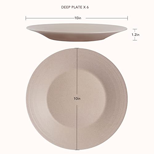 Eco-Friendly Wheat Straw Plates - 6pc Set, Non-Toxic