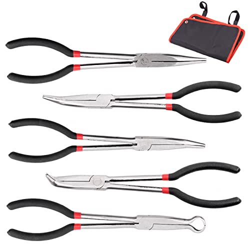 Swpeet 5Pcs Long Reach Goldsmithing Pliers Set