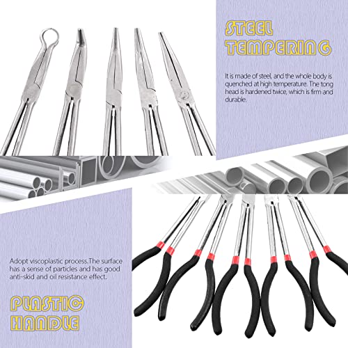 Swpeet 5Pcs Long Reach Goldsmithing Pliers Set