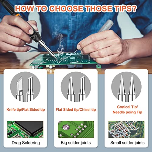 135W Adjustable Ceramic Soldering Iron Kit - 5pcs Tips