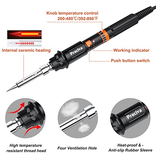 135W Adjustable Ceramic Soldering Iron Kit - 5pcs Tips