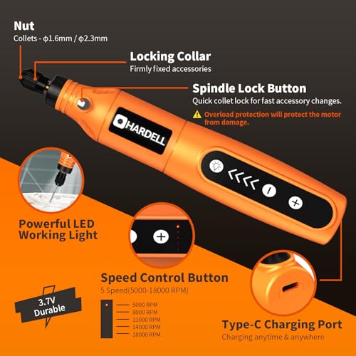 Cordless Rotary Tool Kit with 61 Accessories