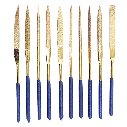 10pcs Titanium Finish Diamond Needle File Set