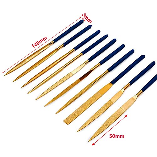 10pcs Titanium Finish Diamond Needle File Set