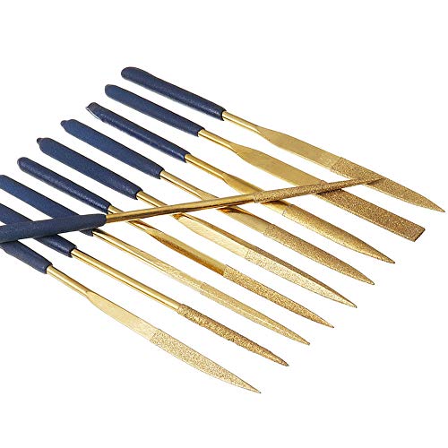 10pcs Titanium Finish Diamond Needle File Set