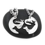 Elk Couples Necklaces - Interlocking Bull and Cow Design