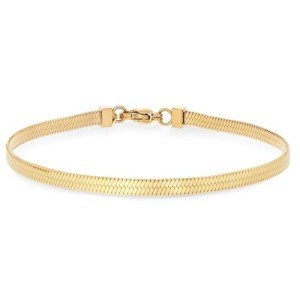 Trendy 14K Gold Snake Herringbone Bracelet for Women