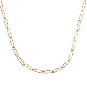 Trendy 14K Gold Paperclip Chain Necklace for Women