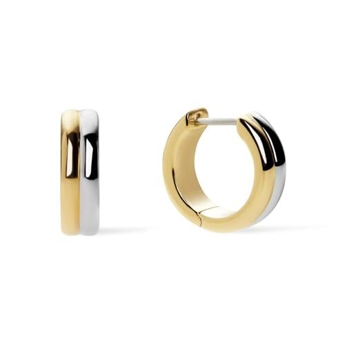 Asher Two-Tone Huggie Hoop Earrings for Women