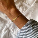 Trendy 14K Gold Snake Herringbone Bracelet for Women
