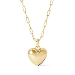 Puffed Heart Necklace - 14K Gold Plated