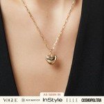 Puffed Heart Necklace - 14K Gold Plated
