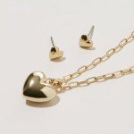 Puffed Heart Necklace - 14K Gold Plated