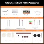 Ashfly 8V Cordless Rotary Tool Kit with 74Pcs Accessories