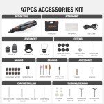 8V Cordless Rotary Tool Kit with 47 Accessories