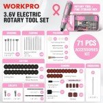 WORKPRO Pink Cordless Rotary Tool Kit with 71 Accessories