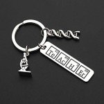 Chemistry Teacher Keychain with Microscope & DNA Design