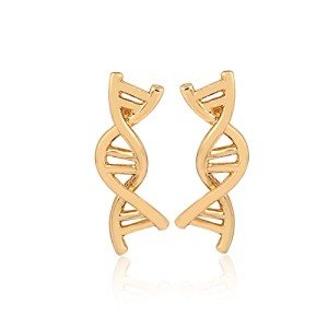 DNA Double Helix Stud Earrings - Gold & Silver
