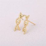 DNA Double Helix Stud Earrings - Gold & Silver