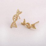 DNA Double Helix Stud Earrings - Gold & Silver