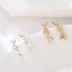 DNA Double Helix Stud Earrings - Gold & Silver