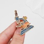 Colorful Microscope Brooch for Science Lovers