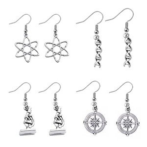 Silver Plated Microscope Dangle Earrings for Science Lovers