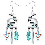 Colorful Microscope Dangle Earrings for Teachers