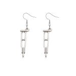 Silver Plated Science Microscope Dangle Earrings