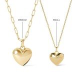 Puffed Heart Necklace - 14K Gold Plated
