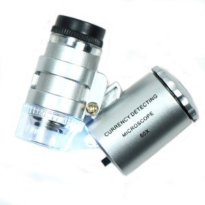 60X Pocket Microscope Jewelry Magnifier with LED