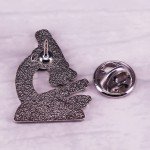 Silver Microscope Enamel Pin Badge for Science Lovers