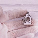 Silver Microscope Enamel Pin Badge for Science Lovers
