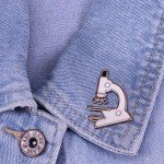 Silver Microscope Enamel Pin Badge for Science Lovers