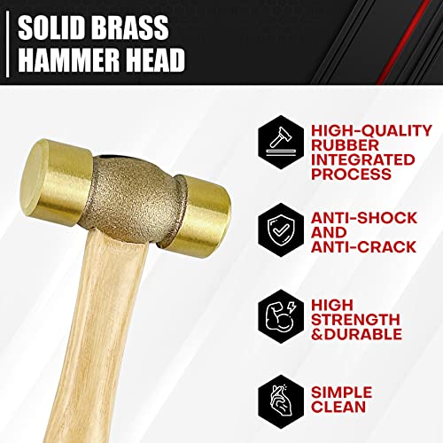 Solid Brass Non-Sparking Hammer with Wood Handle