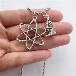 3D Microscope Necklace with Atom Charm Pendant