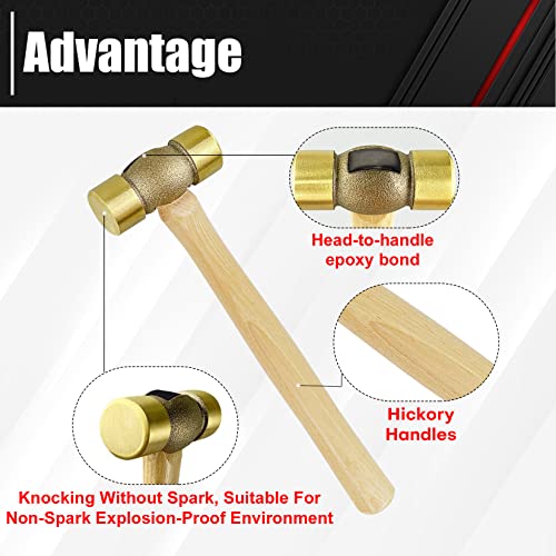 Solid Brass Non-Sparking Hammer with Wood Handle
