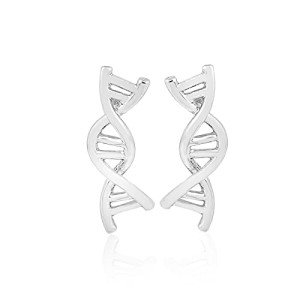DNA Double Helix Stud Earrings - Silver & Gold