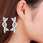DNA Double Helix Stud Earrings - Silver & Gold