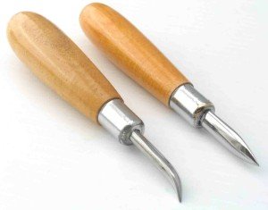 Curved and Straight Burnisher with Wooden Handle