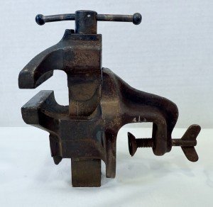 Antique Blue Jewelers Clamp-On Vise with Anvil