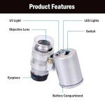 Portable 60X LED & UV Jewelers Microscope Loupe