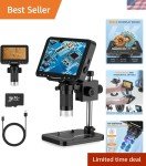 4.3-Inch Rechargeable Digital Microscope with LED Lights