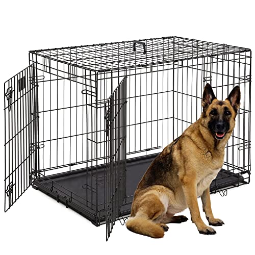 48" Double Door Metal Dog Crate with Divider Panel