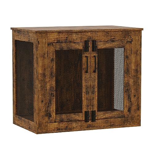 Rustic Brown Wooden Dog Crate Table - Small Dogs