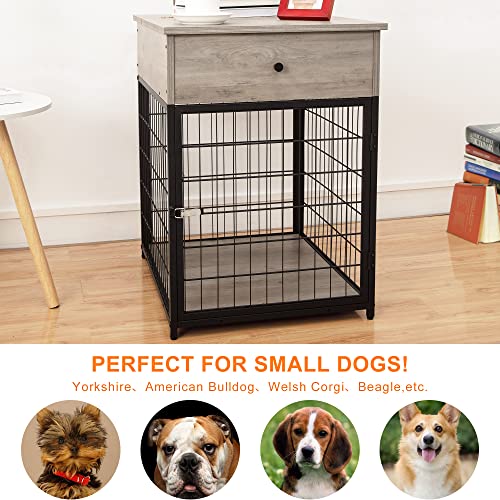 Wooden Dog Crate with Storage and Flip Top