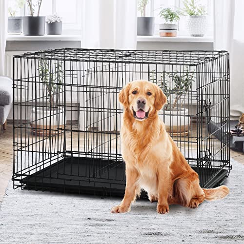 48" Double Door Metal Dog Crate with Divider Panel