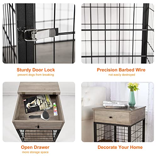 Wooden Dog Crate with Storage and Flip Top