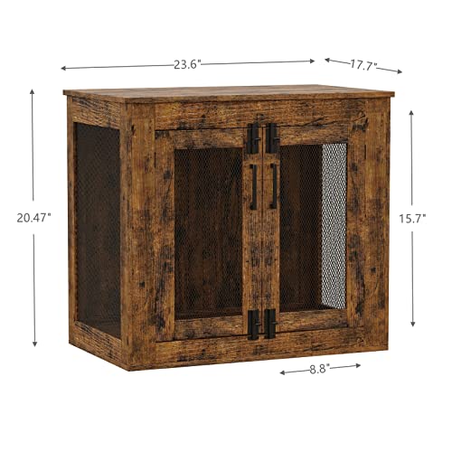 Rustic Brown Wooden Dog Crate Table - Small Dogs