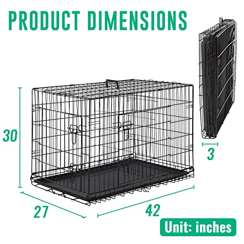 42 Inch Black Dog Crate for Large Dogs